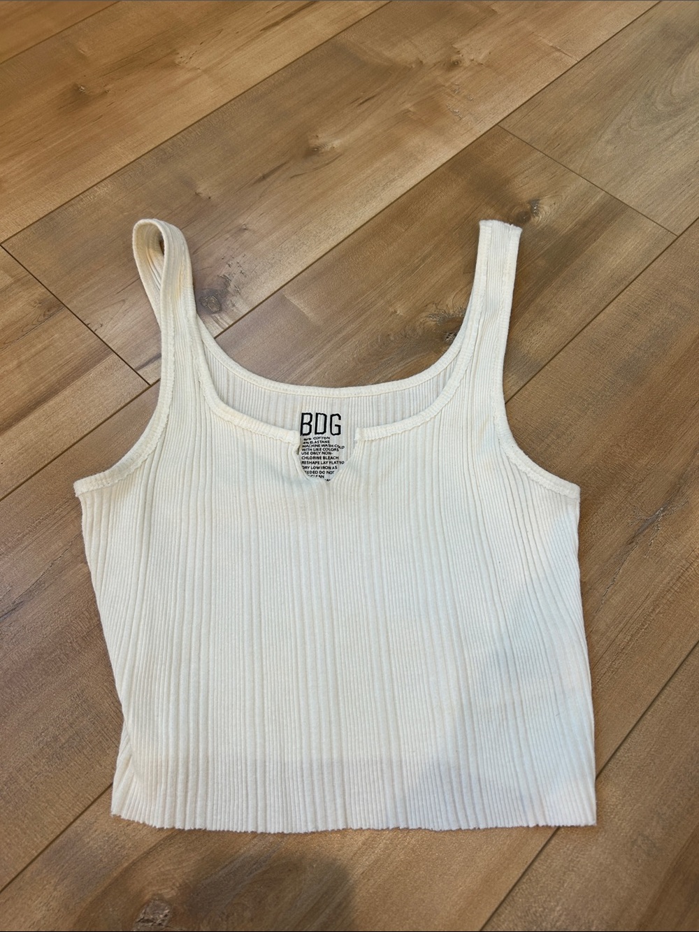 BDG Cream Ribbed Cropped Tank